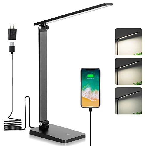 LED Desk Lamp Desk Lamp with USB Charging Port Desk Lamps for Home Office 3 B...