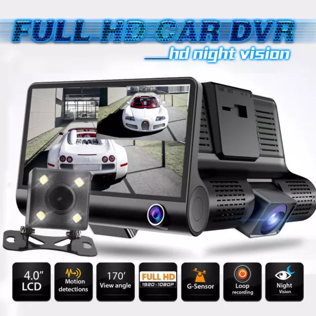 1080P 4 pouces double objectif HD DVR voiture recul vidéo caméra capteur G