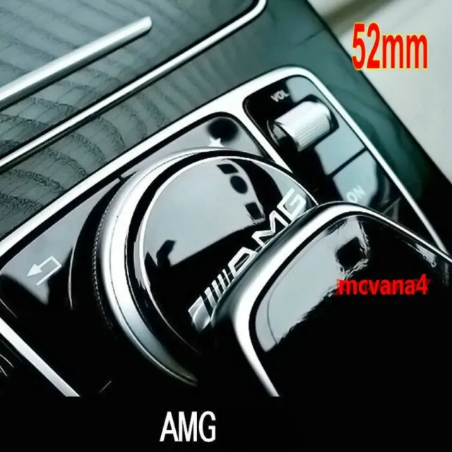 Black AMG Multimedia Control Badge Decal Emblems Sticker 52mm For Mercedes Benz