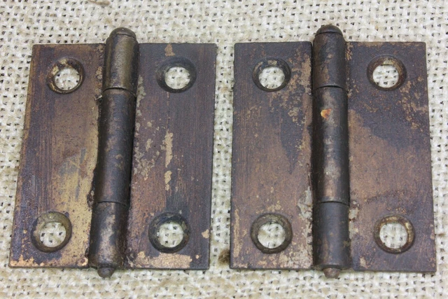 2 Old Cabinet Door Hinges Interior Shutter Dark Brass 1 1/2 X 2 Removable Pin