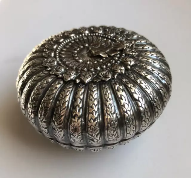 Antique Cambodian Betel Box Silver Mangustine Shape