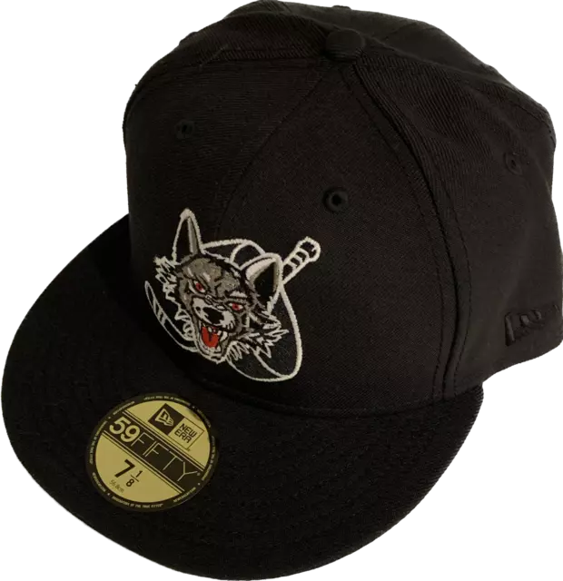 Chicago Wolves Black Custom Logo New Era 59fifty Fitted Hat Cap AHL Hockey