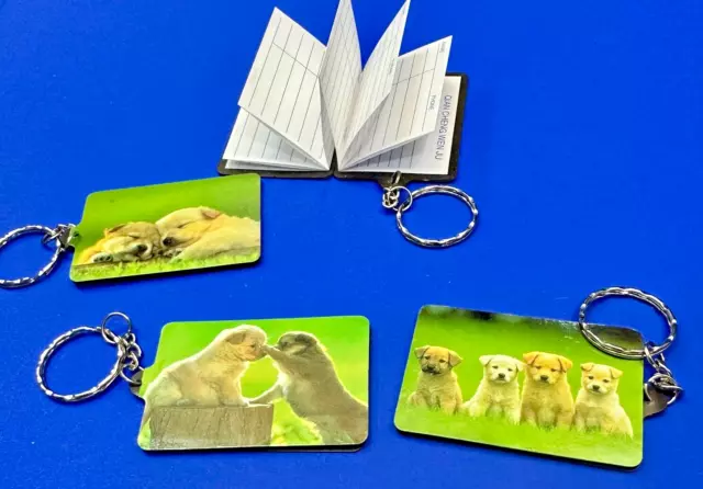 Dog Puppy love Adorable Address Note Paper Keychain - Key Ring Chain - 4 pc lot