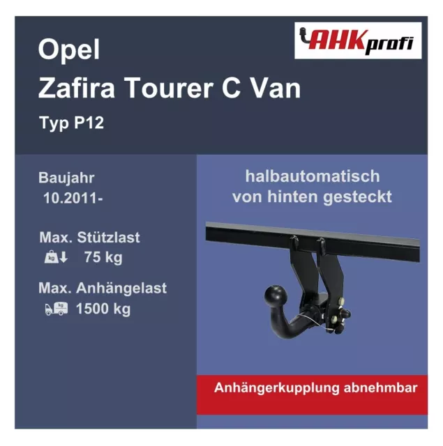 abnehmbar Anhängekupplung Autohak für Opel Zafira Tourer C Van P12 BJ 10.11- NEU