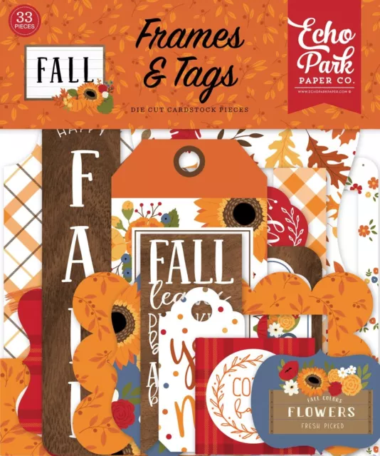 Echo Park FALL Autumn Frames & Tags Ephemera Die Cut Pieces 33p Planner