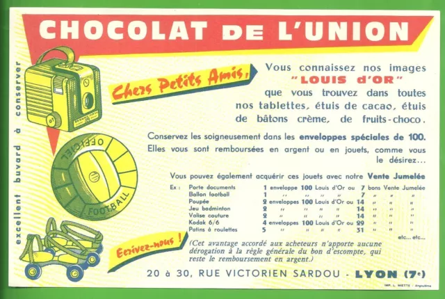 Buvard publicitaire - Chocolat de L'UNION