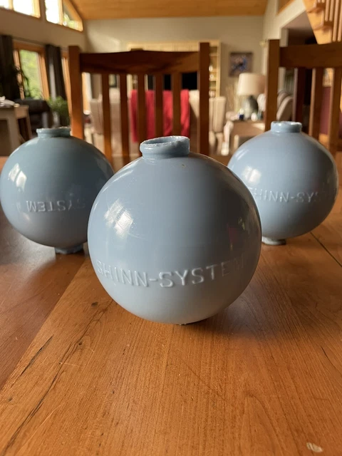 Shinn System Light Blue  Milk Glass Lightning Rod Ball Roof Yard House Decor