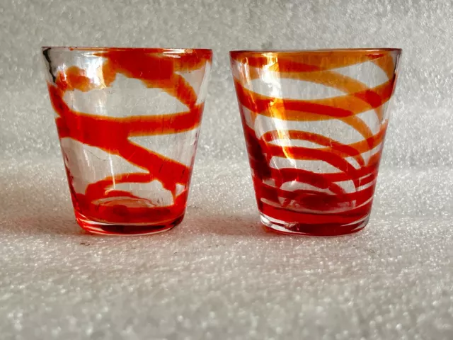 Ancien Vintage Italien Beau Murano Rouge Verre Buvant Ustensiles de Cuisine