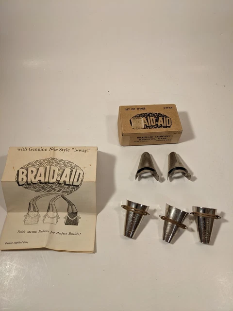 Kit de herramientas de trenzado de alfombras trenzado vintage - conjunto de 3 - caja original + instrucciones