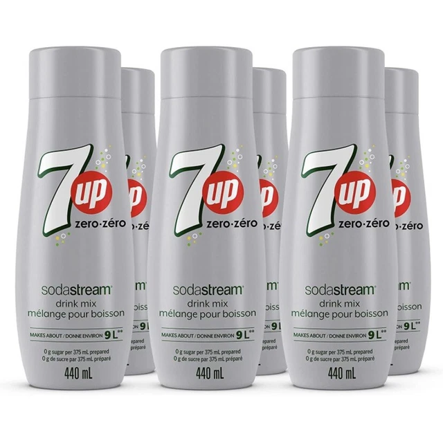 6 PACK SODASTREAM 7 Up Zero Sugar Flavour Diet Drink Mix Syrup 440ml x6
