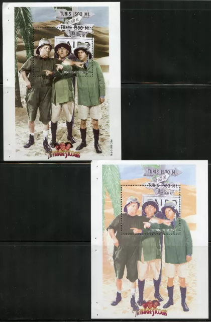 Mongolei Drei Stooges Souvenir Blatt Scott # 2338 Set Mit Progressive Farben
