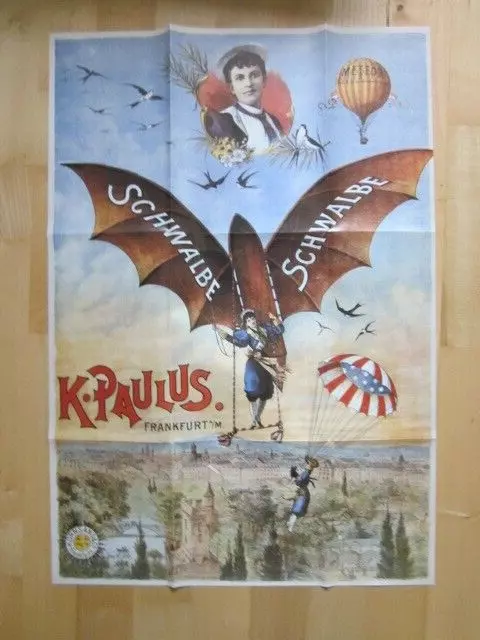 Faksimile Plakat Schwalbe K. Paulus Frankfurt Motiv um 1900