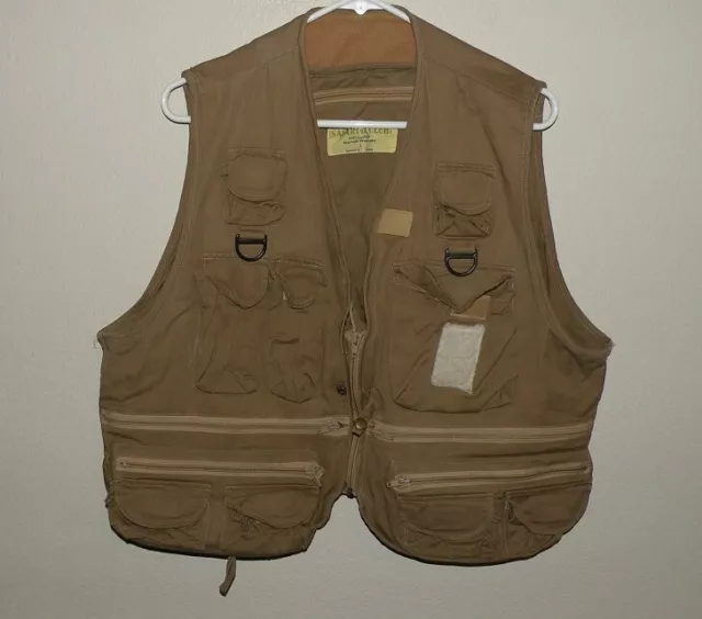 Safari Club Men’s Large Fishing Vest Brown Zipper Front 25 Pocket