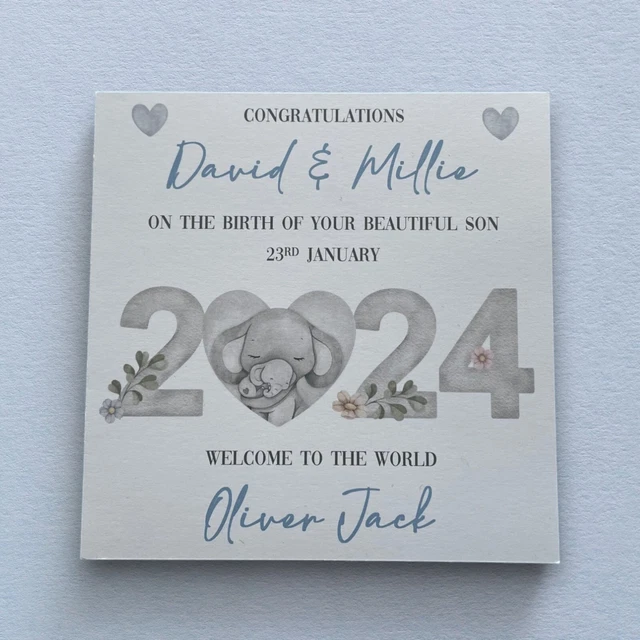 PERSONALISED NEW BABY Boy/Girl Card 2024 Birth of Son/Daughter
