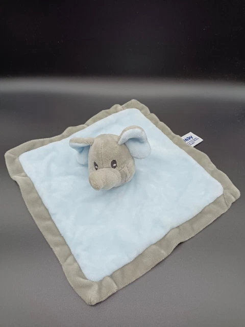 Doudou Plat Éléphant Bleu Gris - Sandy