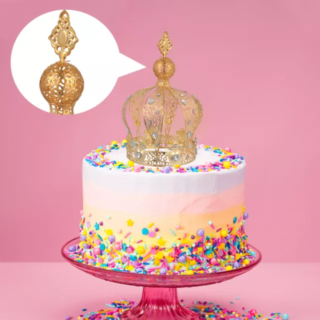 Corona de boda pastel decoración de cumpleaños fiesta (dorado)