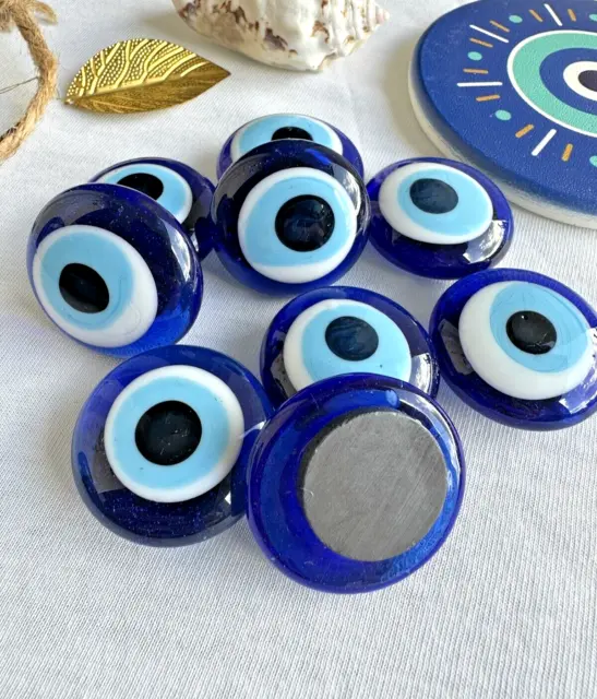 5 x Nazar Boncuk mit Magnet 3 cm blaues Auge Evil Eye Glas
