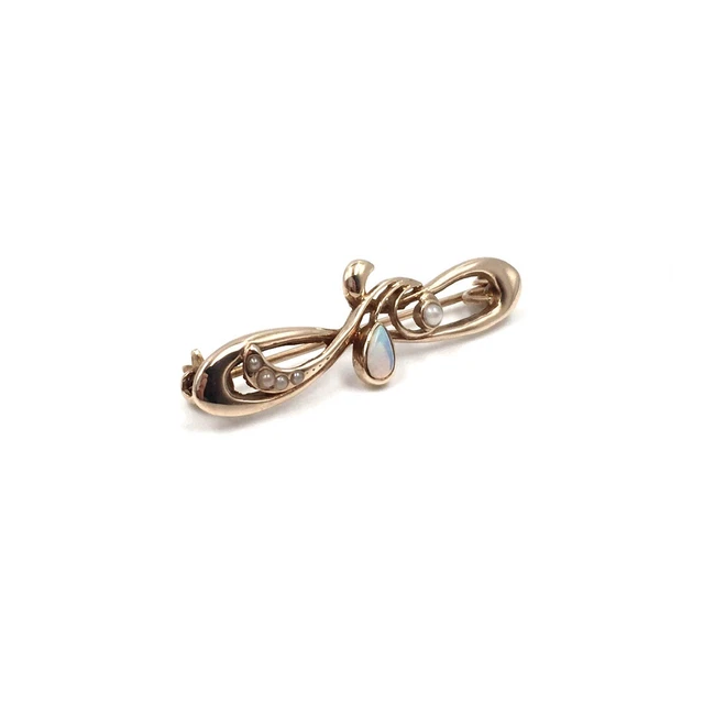 Broche épingle Ancienne En Argent 925 Art Nouveau Avec Ambre - Poinçon, Ambre Naturel Jaune - Occasion