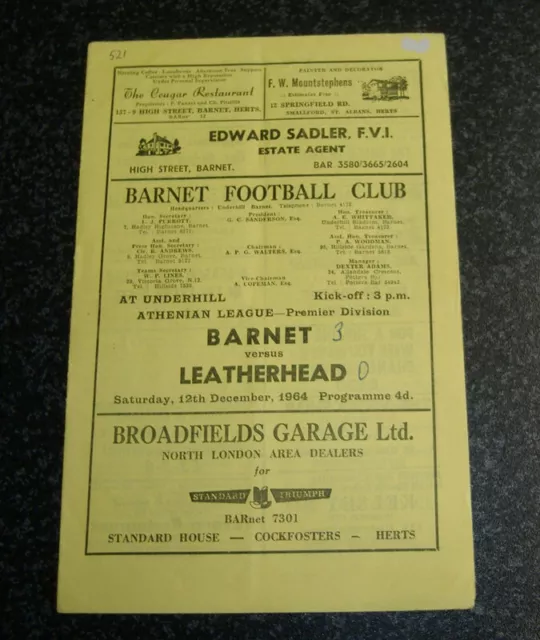 Barnet v Leatherhead 1964/65