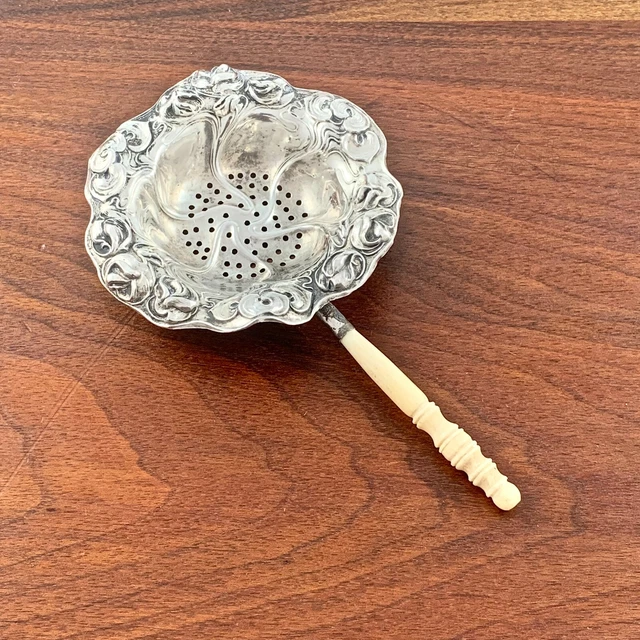 William Kerr Art Nouveau Sterling Silver Tea Strainer No Monogram