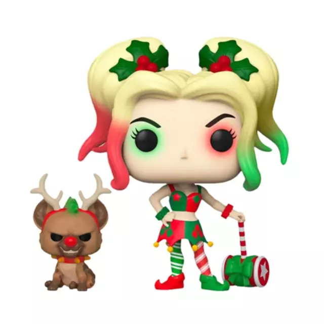 Funko Pop DC Holiday Harley Quinn with Buddy With PopShield
