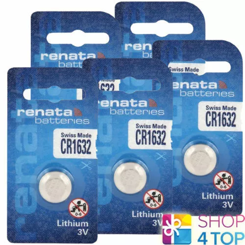 5 Renata CR1632 Lithium Batteries 3V Cell Coin Bouton Swiss Fabriqué Exp 2027