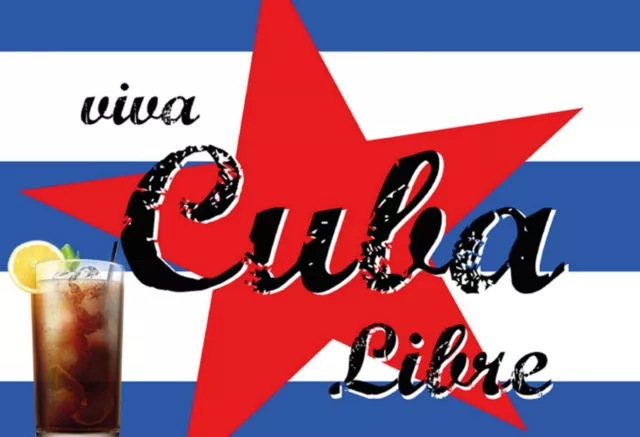 Blechschild 20x30cm gewölbt Viva Cuba Libre Cocktail Bar Deko Geschenk Schild