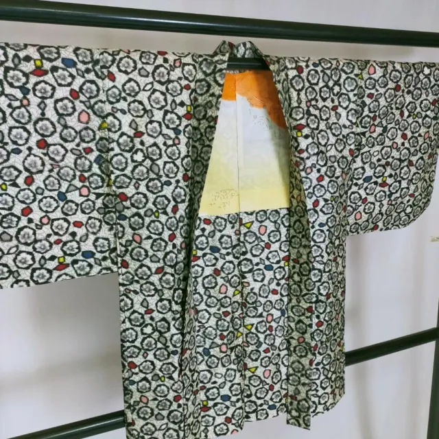 Japanese Vintage Kimono robe  doress Meisen Haori jacket k893