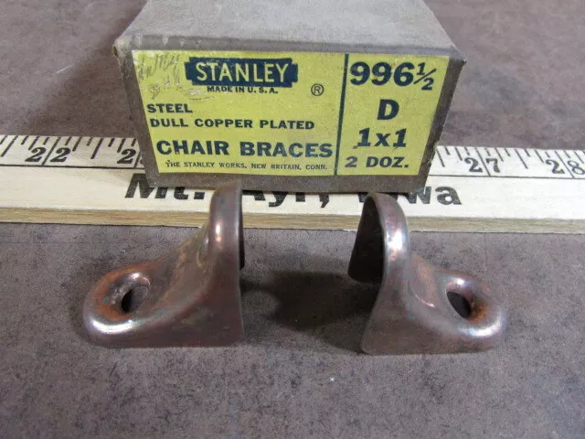 NOS Vintage Hardware STANLEY 1X1 Chair braces corner Dull Copper STEEL table