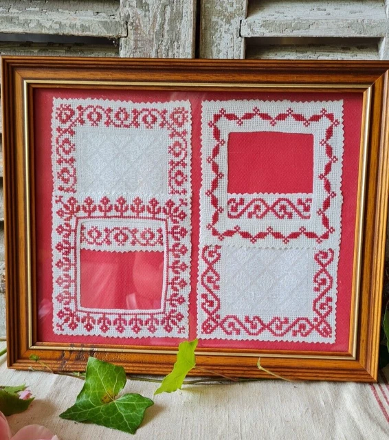 Ancienne Broderie Point De Croix Sous Cadre – Occasion, Vintage, Fait Main