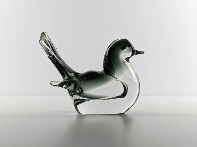 Vintage Murano V Nason graues und klares Glas große Taube Vogel Skulptur Figur