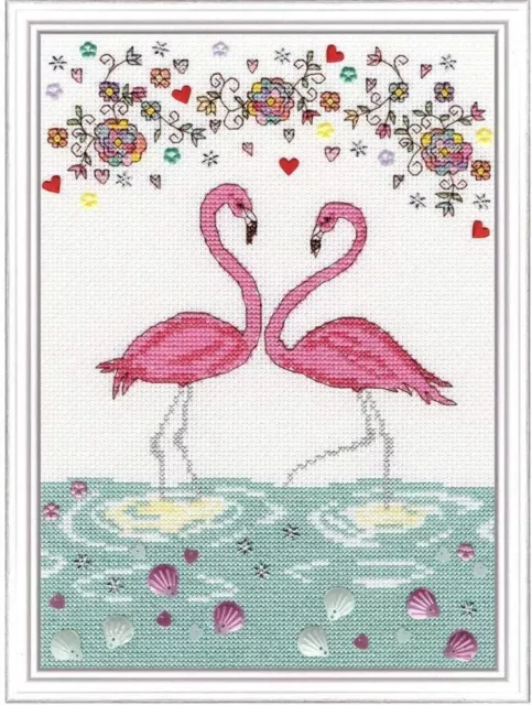 Bothy Fäden Kreuzstich-Kit Love Flamingo 18x26cm XKA9 gezähltes Muster