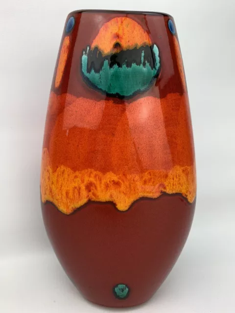 Poole Pottery Vase 25cm Volcano Red  Signed Oval Rare  Art Pottery Decor    z413
