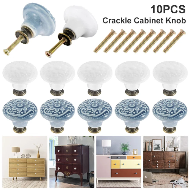 10pcs Vintage Door Knobs Ceramic Glass Cupboard Cabinet Drawer Pull Handles