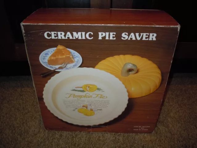 Ceramic Pumpkin Pie Saver Original Box Thanksgiving LTD Commodities Vintage 1990