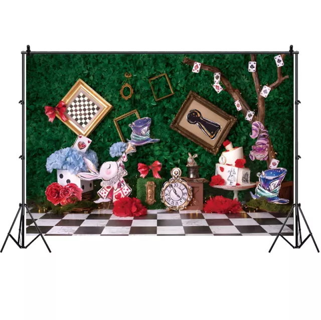 Alice In Wonderland Backdrop Kids Birthday Tea Party Photo Background Banner 3