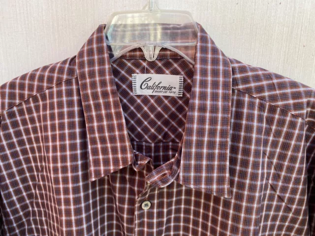 NWT California Shirt Co. Long Sleeve Button Front Shirt Men's XL Plaid Cotton 2