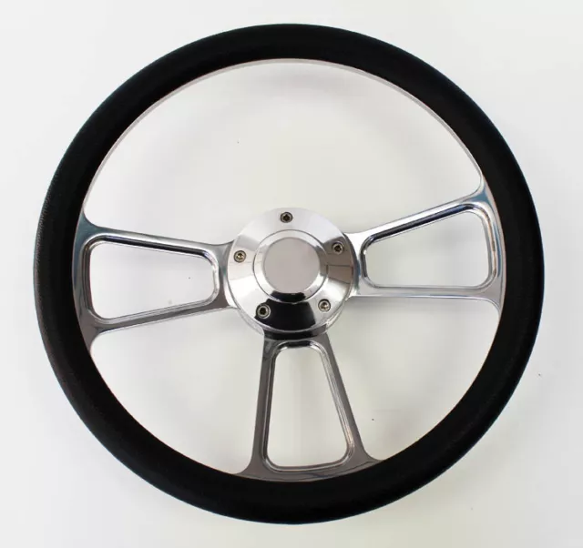 Fury Scamp Duster Cuda GTX Road Runner Black and Billet Steering wheel 14"