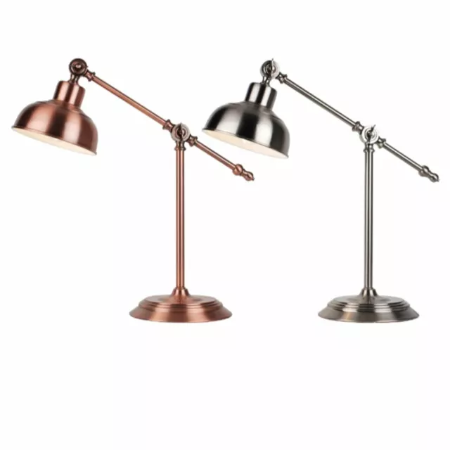 Modern Classic Silver or Copper Lever Arm Table Lamp Bedside Light Desk Lamp