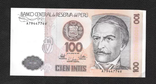 Peru 100 Intis Banknote 1987 - UNC