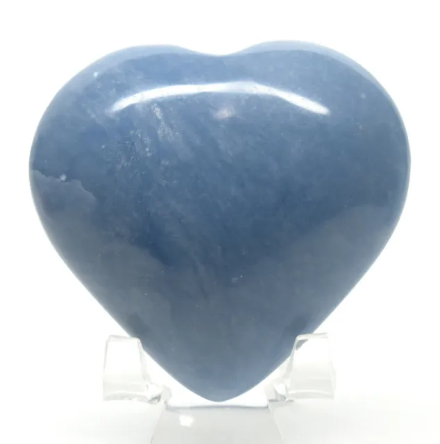 67mm 205g Blue Angelite Heart Polished Anhydrite Gemstone Crystal Mineral - Peru
