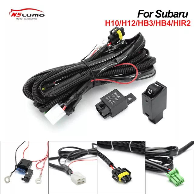 For Subaru H10 H12 LED Fog Lights Indicator Switch Relay Wiring Harness Kits 40A