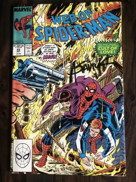 Web of Spider-Man #43 Signed By Alex Saviuk 1988 Marvel Comics Direct Edition