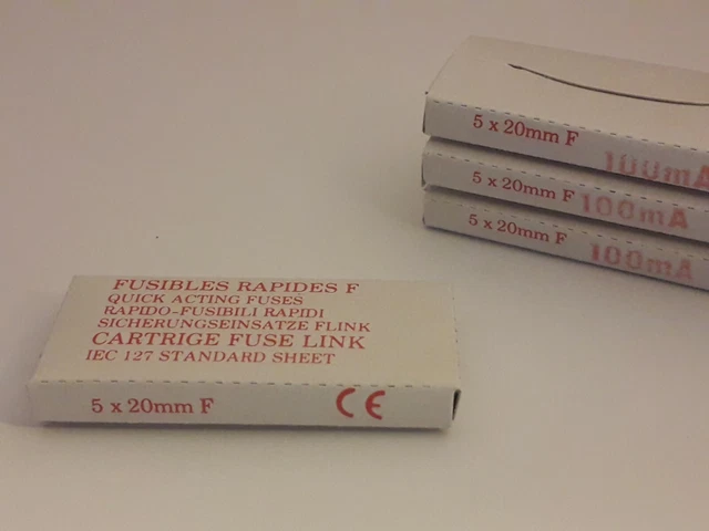 Fusible en verre rapide 5x20mm 250V.100mA(1boite de10). F.CE.F100mA 250VLAC