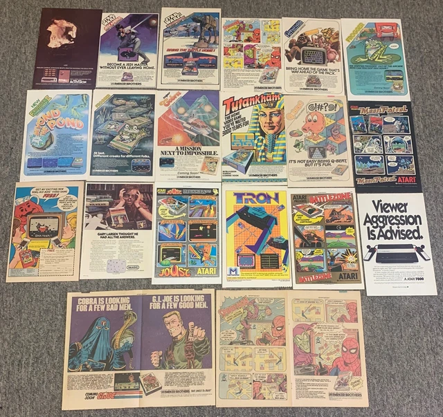 LOT of 20 1980s ATARI video game ad pages~FROGGER, TRON, JOUST, BATTLEZONE, more