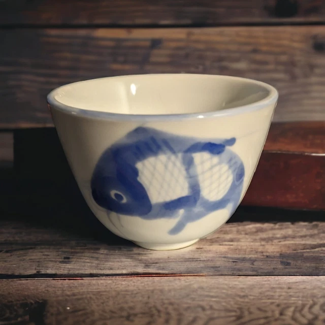 Vintage Small Sake China Porcelain Koi Fish Tea/Sake Cup