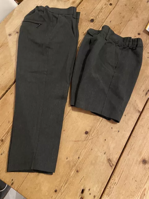 2 X Marks & Spencer Boys Grey School Trousers + Shorts Slim Fit Age 4-5