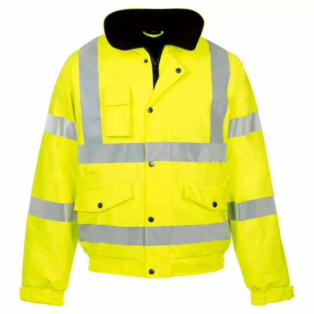 Hi Viz Vis Jacket High Visibility Reflective Waterproof Workwear Padded Hooded