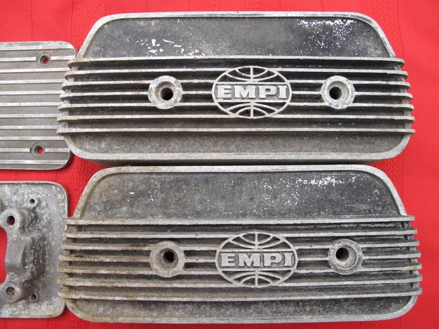 Vintage EMPI Valve Covers Finned Aluminum PAIR for VW Bug Bus Ghia