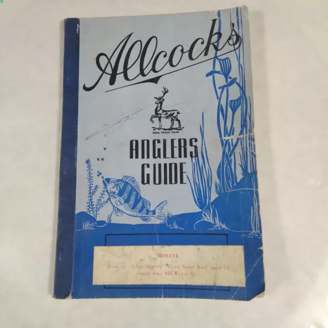 vintage ALLCOCKS ANGLERS GUIDE CATALOGUE 1950s w errata pastedown